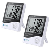 eSynic Indoor LCD Digital Hygrometer Thermometer, Temperature Humidity Meter with Alarm Clock (Pack of 2) - Imported from UK
