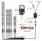 LED strip lights with remote control, fuse, & other components