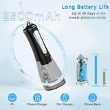 dental water flosser with charging options - 2500mAh long battery life