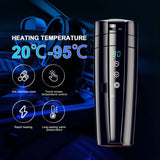 NESTCHAO 12V/24V Smart Heating Mug/Cup, 400ml 70W Electric Stainless Steel Smart Temperature Control Travel Mug Warmer with LCD Display - Imported from UK
