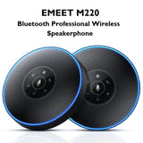 EMEET OfficeCore M220 Lite Professional Bluetooth Wireless Speakerphone, Daisy Chain, 360° Voice Pick-up 8 AI Noise Cancellation Mics for Conference Calls (Pack of 2) - Imported from UK