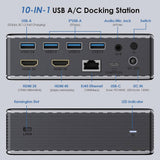 WAVLINK USB 3.0 Universal Laptop Docking Station, 10-in-1 4K Dual HDMI Display USB C Docking Station with 100W PD & Gigabit Ethernet - Imported from UK