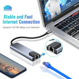 USB C Hub Multiport 5-in-1 Adapter USB C Docking Station with 4K HDMI RJ45 Ethernet 2x USB3.0 100W PD - Imported from UK