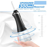 Leominor 300ml Water Flosser, Portable Oral Irrigator with 4 Tips 5 DIY Modes IPX7 Waterproof Rechargeable Water Dental Flosser (Without Box) - Imported from UK
