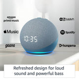 Amazon Echo Dot (5th Gen) with Clock, Vibrant Sound Smart Speaker with Alexa + Wi-Fi & Bluetooth, Great for Bedrooms, Dining rooms and Offices (Twilight Blue) - Imported from UK
