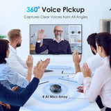 EMEET OfficeCore M220 Lite Professional Bluetooth Wireless Speakerphone, Daisy Chain, 360° Voice Pick-up 8 AI Noise Cancellation Mics for Conference Calls (Pack of 2) - Imported from UK