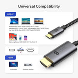 SYNCWIRE USB C to HDMI Cable 4K 60Hz Gold Plated Nylon Braided Type-C 3.1 Thunderbolt 3 HDMI Cable 2M - Imported from UK