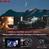 Kussla Front & Rear Inside 3 Channel  1080P Dash Cam, 3 Ways Triple Car Camera with Super Night Vision, G-Sensor, Loop Recording, WDR, Motion Detection, Parking Monitor - Imported from UK