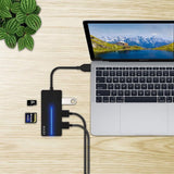 KEXIN 5-in-1 USB 3.0 Data Hub, 3-Port + SD & TF Card Reader USB Hub for USB A Devices with Blue LED Indicator - Imported from UK