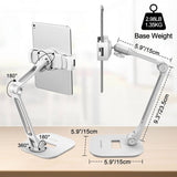 AboveTEK Long Arm Aluminum Tablet Stand Folding Stand with 360° Swivel Phone Clamp Mount Holder Fits 4-11" Display Tablet - Imported from UK