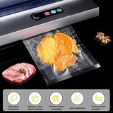 A vacuum sealer machine sealing a clear pouch containing dried orange slices listed it benefits 