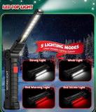 Coquimbo Work Light, Rechargeable 360° Rotatable LED Torch with Magnetic Base & Hook (2 Pack) - Imported from UK