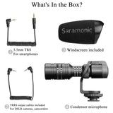 Saramonic Vmic Mini Unidirectional On-Camera Shotgun Microphone with Shock Mount for DSLR Camera Camcorder in Vlogging, Mobile Journalism, ASMR Recording, Interview - Imported from UK