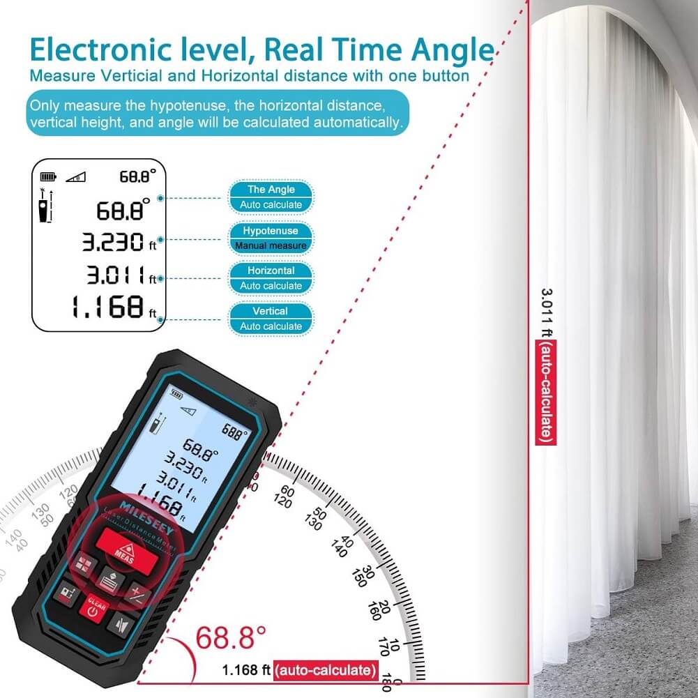 Magic Eye Distance Meter Line Out MiLESEEY 120M - 393ft Digital Laser Distance Measure Tool with Upgrade ...