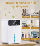 JERVAMNI 1500ml Portable Dehumidifier,&nbsp; Moisture & Mold Control with 12 Hour Timer, Auto Off/Defrost, Color Lights - Imported from UK