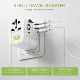 LENCENT 10A 2500W Universal Travel Adapter with 1 AC Socket, 2 USB 15.5W Ports, 1 Type C 15.5W Port, Grounding International Power Adapter with UK/USA/EU/AUS Plug - Imported from UK