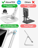 AboveTEK Long Arm Aluminum Tablet Stand Folding Stand with 360° Swivel Phone Clamp Mount Holder Fits 4-11" Display Tablet - Imported from UK