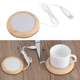 MQUPIN USB Cup Warmer With Non-Slip Base 5W Compact Portable Wood Grain Heating Pad Coaster for Home Office (Container Product Without Box) - Imported from UK