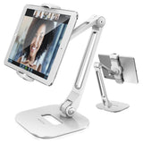 AboveTEK Long Arm Aluminum Tablet Stand Folding Stand with 360° Swivel Phone Clamp Mount Holder Fits 4-11" Display Tablet - Imported from UK