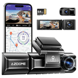 AZDOME M550 3 Channel 4K 1080P WiFi Dash Cam, Dual Front & Rear Triple Car Camera with Built-in GPS IR Night Vision WDR IPS 3.19" Screen Parking Mode - Imported from UK