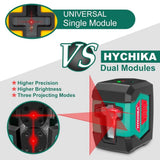 HYCHIKA 15M Cross Line Laser Leveler, Self-Leveling with Dual Modules, 360° Laser with 2 Lines Horizontal/Vertical, Flexible Magnetic Base, 2x AA Batteries Included - Imported from UK