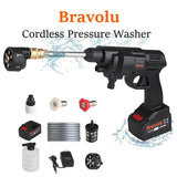 Bravolu 24V Cordless Pressure Washer with 6-in-1 Multi-Function Nozzle, Max 430 PSI Portable Power Cleaner Suitable for Washing Cars Fences Home Surfaces & More - Imported from UK