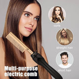 Electric Hot Comb, Professional High Heat Ceramic 40W Hair Press Comb, Multifunctional Copper Hair Straightener for all Hair Types - Imported from UK