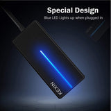 KEXIN 5-in-1 USB 3.0 Data Hub, 3-Port + SD & TF Card Reader USB Hub for USB A Devices with Blue LED Indicator - Imported from UK