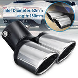 SUNJULY Car Exhaust Silencer, New Stainless Steel Car Universal Exhaust Muffler With Two Outlets & Chrome Tail - Imported from UK