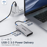 QGeeM 7-in-1 USB C Hub USB Type C to HDMI Adapter with 100W Power Delivery, 3x USB 3.0, SD/TF Card Reader - Imported from UK