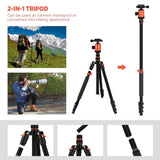 GEEKOTO 77’’ Camera Tripod for DSLR, Compact Aluminum Tripod with 360 Degree Ball Head and 8kgs Load for Travel and Work - Imported from UK