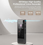 ZOOAOXO 64GB Voice Recorder, Bluetooth Dictaphone with Voice-activated Recording, Dual-Mic Noise Reduction, 3072Kbps HD Recording, MP3 Player for Meeting Interview Lecture - Imported from UK