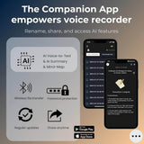 FoCase 64GB AI Voice Recorder with Playback, Voice Activated, Transcribe & Summarize, Translation, APP Control with Chat GPT, Aluminum Alloy Dictaphone, Audio Recorder for Lectures, Meetings - Imported from UK