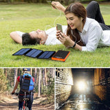 POWOBEST 20000mAh Solar Power Bank with 3 Solar Panels, USB Ports & LED Flashlight, Waterproof Portable Charger for Outdoor Activities - Imported from UK