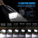 Omeril LD320 Bike Light Set, USB Rechargeable Light with 300LM Waterproof Front Headlight & 100LM Tail Light, Adjustable 6 Lighting Modes, Cycling Lights for Road & Mountain, Easy to Fit - Imported from UK
