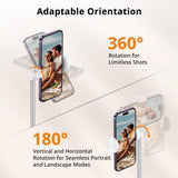Phone holder with 360-degree and 180-degree rotation capabilities