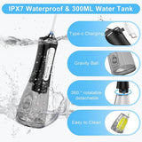IPX7 waterproof & 300ml water tank oral irrigator