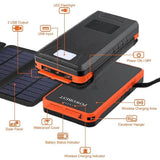 POWOBEST 20000mAh Solar Power Bank with 3 Solar Panels, USB Ports & LED Flashlight, Waterproof Portable Charger for Outdoor Activities - Imported from UK