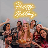 Happy Birthday Neon LED Warm White Wall Light,  Reusable USB Powered Acrylic Flexible Silicone LED Wall Decor Light for Home Bar Bedroom Birthday Party - Imported from UK