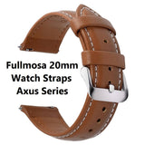 Fullmosa Axus Series 20mm Watch Straps, Leather Strap with Stainless Steel Metal Clasp, Quick Release Replacement Bands - Imported from UK