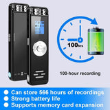 DerYoMa 8GB Digital Voice Recorder with SD Card Slot, MP3 Player with Voice-Activated Recording, USB Rechargeable, Professional Dual Microphones for Stereo HD Clear Recording - Imported from UK