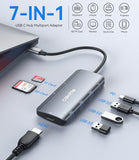 Cakitte 7-in-1 USB C Hub, Multiport Adapter with 4K HDMI, USB C, 3x USB 3.0 Ports, SD/TF Card Reader, 100W P - Imported from UK