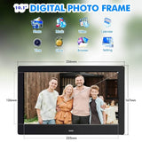 Digital Photo Frame with 10.1" 1024×600 LCD Screen Photo/Music/Video Player/Calendar/Alarm with Remote Control Auto-rotate & Wall Mountable - Imported from UK