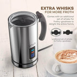 VAVA Stainless Steel Milk Frother with Hot & Cold Milk Functionality for Latte, Cappuccino, Hot Chocolate 250ml - Imported from UK