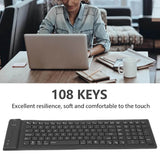 Wireless BT Foldable Silicone Keyboard 108 Keys Portable Waterproof Mini Keyboard Full Sealing Design Silent Typing Roll-up Keyboard - Imported from UK