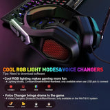 MPOW Iron Gaming Headset, 7.1 Surround Sound with RGB Lighting Effects, Magic EQ Setting, Noise Cancelling Microphone USB/3.5mm Dual Mode - Imported from UK