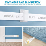 XINCA Cat7 Flat Ethernet Cable 25ft  With 10Pcs Adhesive Cable Clips - Imported from UK