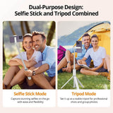 Dual-purpose selfie stick and tripod combined 