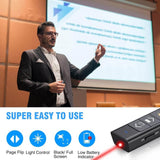 Wireless Presenter for PowerPoint Presentations 2.4GHz PPT Clicker with Red Light Pointer for Mac Laptop Computer - Imported from UK