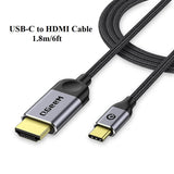 QGeeM USB C to HDMI Cable 6ft, 4K USB Type C to HDMI Thunderbolt 3/4 - Imported from UK